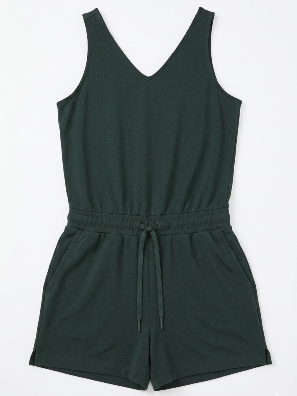 Lole Dark Teal Sleeveless Beach Romper Drawstring Waist V-Neck NWT Size Small
